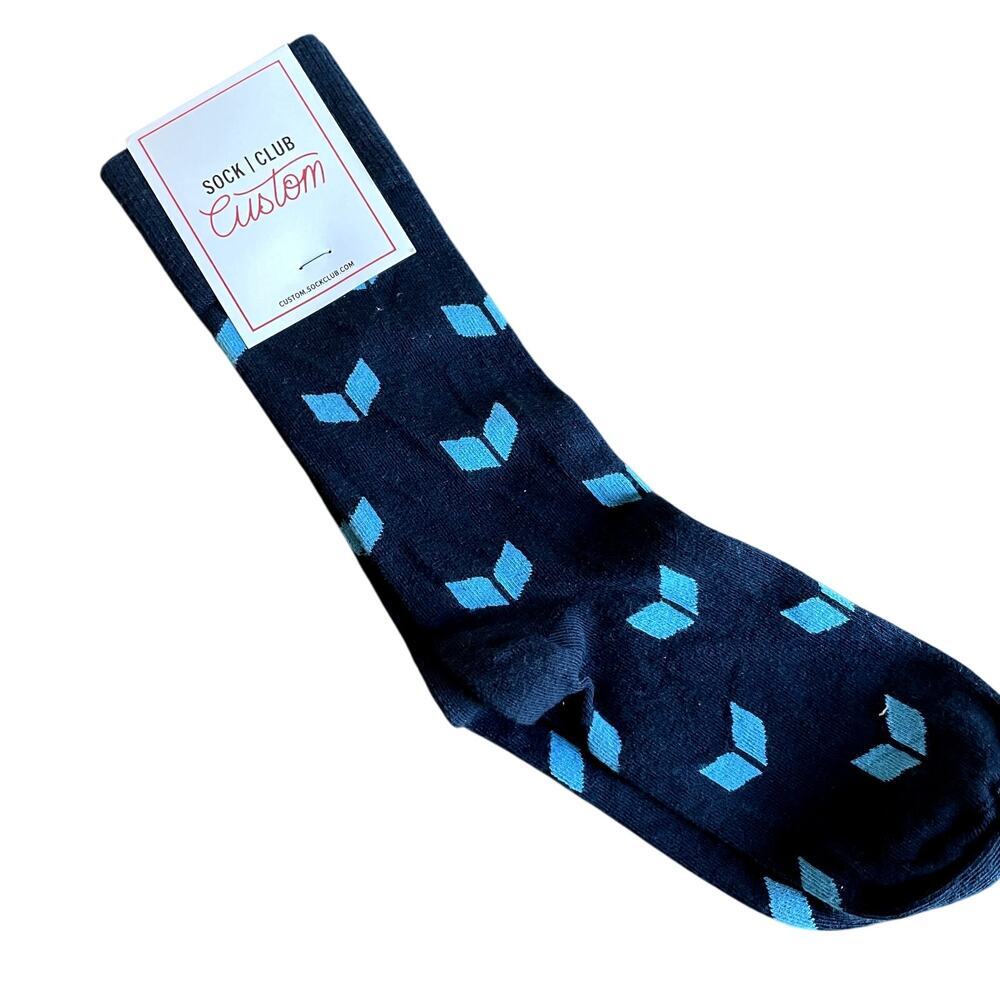 NWT Custom sock club blue pattern cotton blend socks men's crew socks